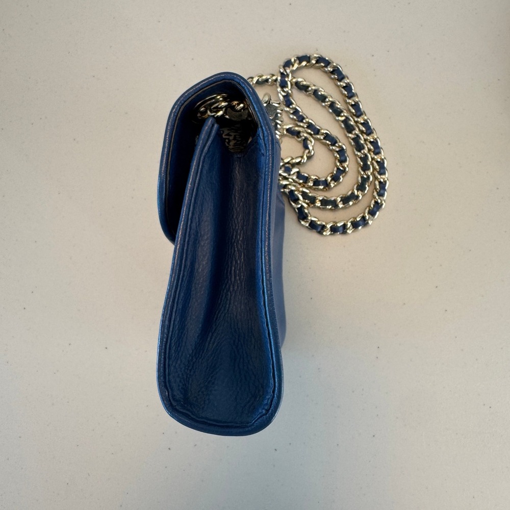 Rebecca Minkoff Blue Quilted Leather Shoulder Bag Chain Strap Magnetic Closure - Picture 10 of 16